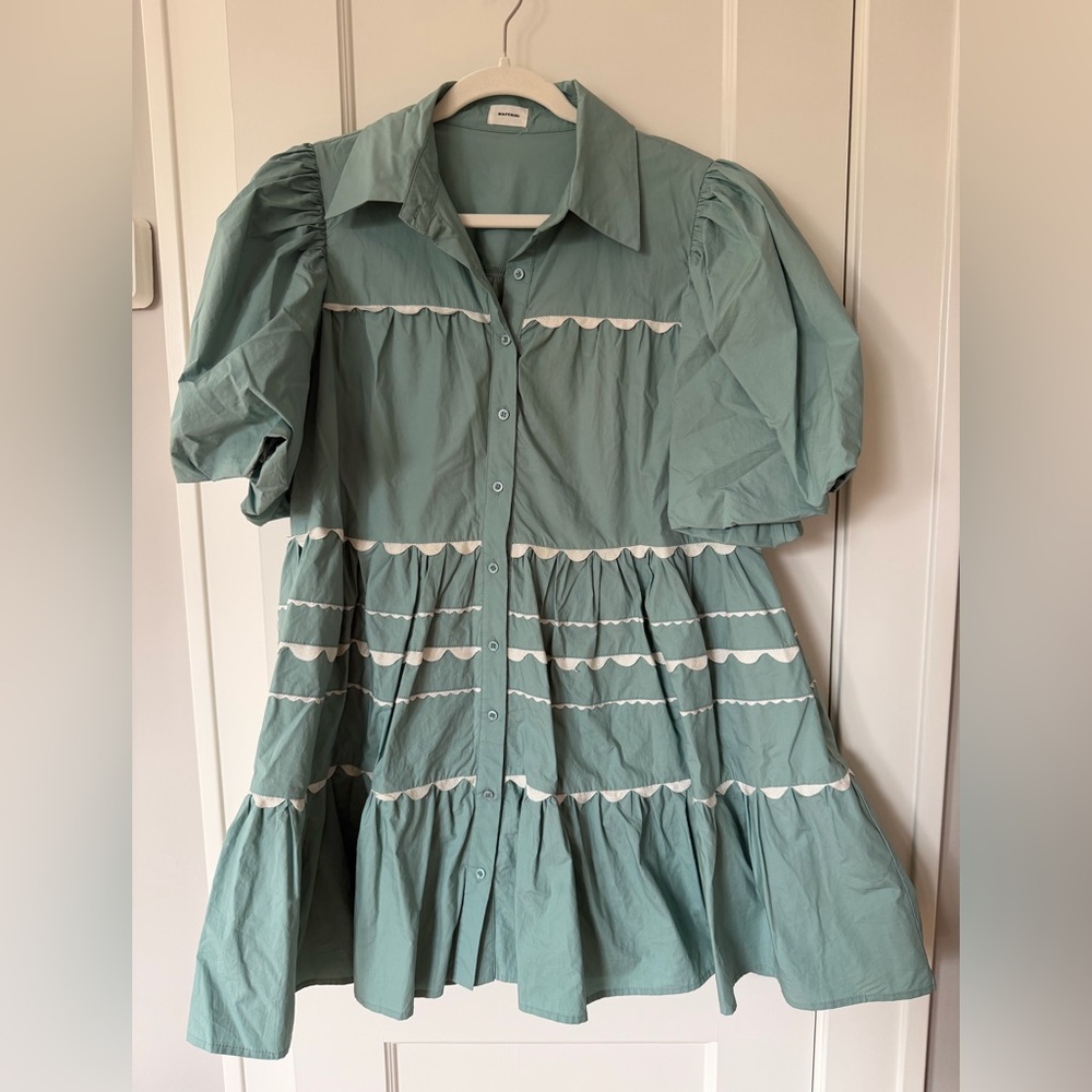 AUREUM Seafoam Green Ric Rac Mini Dress